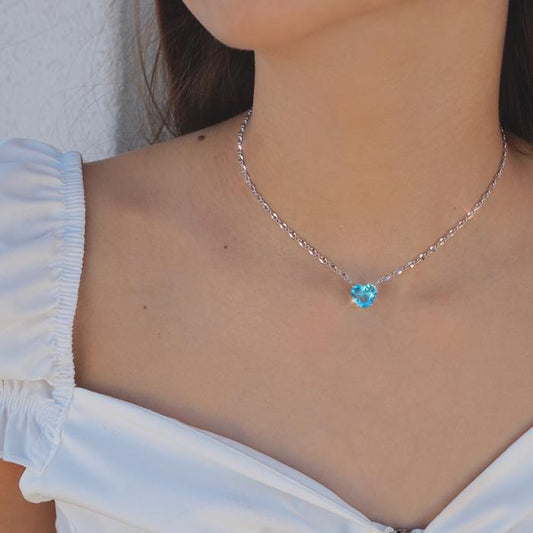Aquamarine Heart Choker
